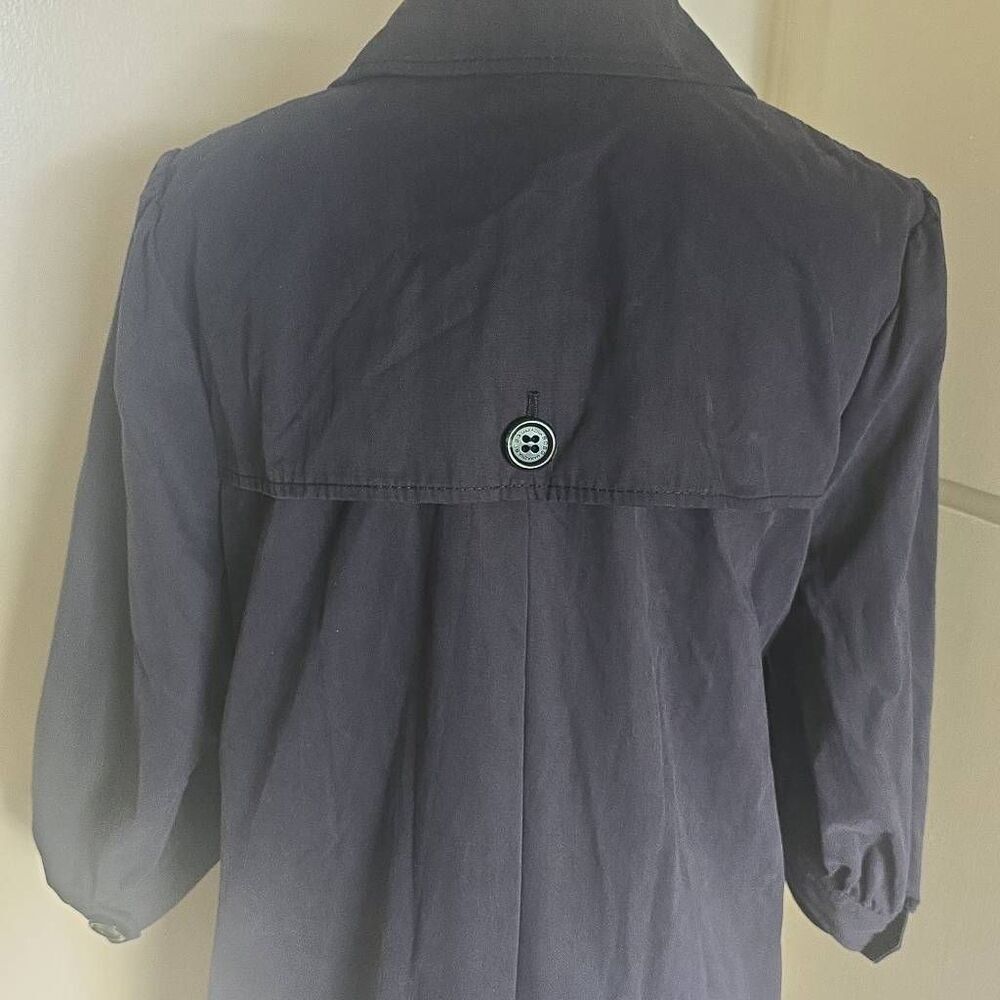 BCBG MAX AZRIA  NAVY "ALEXANDRA" Trench Coat, 3/4 SLEEVE, Swing Back, NWT, L - Picture 7 of 12